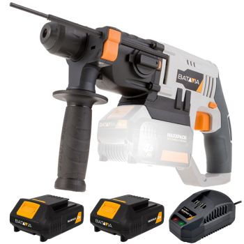 Batavia Profi Akku Bohrmaschine Schlagbohrmaschine Bohrhammer 2x2Ah Akku+Ladeg.