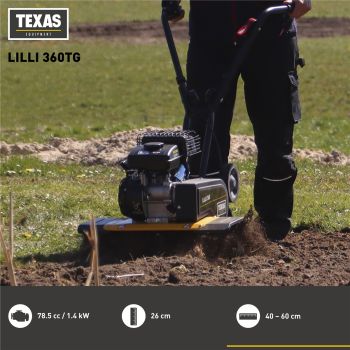 TEXAS Gartenfräse Motorhacke Bodenhacke Bodenfräse Pflug Benzin Lilli 360TG 60cm 
