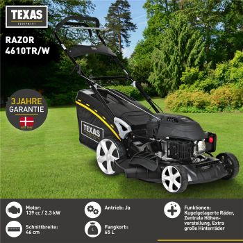TEXAS Rasenmäher Benzin mit Antrieb RAZOR 4610TR/W 46cm 3,2PS 139cm³ Mulchkit