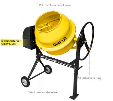 GÜDE GBM 130 L Betonmischer Mörtelmischer Zementmischer Betonmischmaschine 