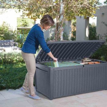 KETER Kissenbox Rattanoptik Sumatra, anthrazit 145x73x64 cm, Kunststoffgeflecht 