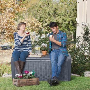 KETER Kissenbox Rattanoptik Sumatra, anthrazit 145x73x64 cm, Kunststoffgeflecht 