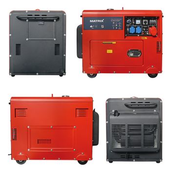 MATRIX Diesel Stromerzeuger Stromgenerator Notstromaggregat PG 6000-D-Silent 2x230V | 1x400V | 1x12V | AVR | E-Start | 7,5PS | 5000W