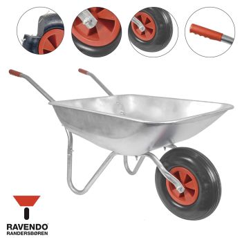 RAVENDO Schubkarre Vollgummirad Schubkarren Gartenschubkarre Schiebetruhe 80l RAVENDO Schubkarre Vollgummirad Schubkarren Gartenschubkarre Schiebetruhe 80l