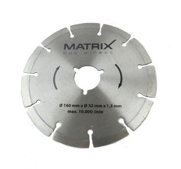 MATRIX Diamanttrennscheibe 160mm x 12mm und 160mm x32mm Kreissäge TST 1500-160 