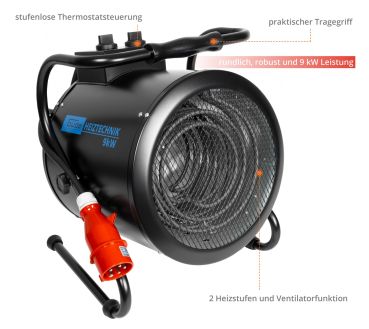 GÜDE GH 9 E Elektroheizer Heizgerät Bauheizer Bautrockner Heizlüfter 400V 9kW  