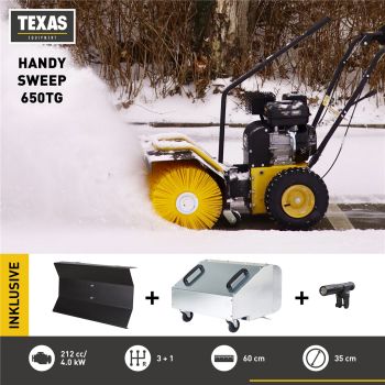 TEXAS Kehrmaschine Benzin Laubsammler Schneeschieber Handy Sweep 650TGE SET 3in1