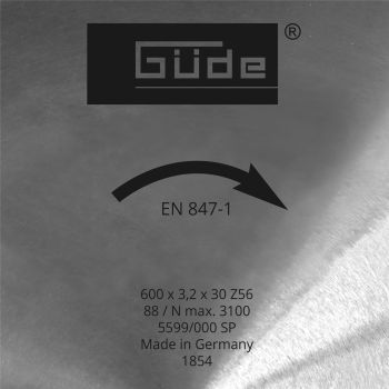 GÜDE Brennholzsägeblatt CV 600 x 30 mm Ersatzblatt Sägeblatt 56 Zähne *2.WAHL* 