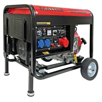 MATRIX Notstromaggregat Stromerzeuger Stromgenerator Diesel PG7000D 5kW ATS AVR| ATS Anschluss| E-Start inkl. Batterie+Seilzugstart