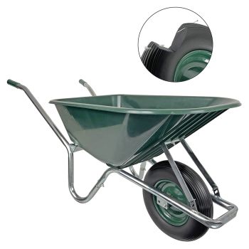 Matrix Schubkarre 100l 250kg Vollgummirad Kunststoff grün Rahmen verzinkt *2.WAHL 
