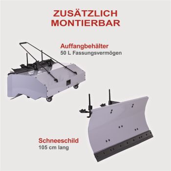 Scheppach Kehrmaschine Benzin 100cm Laubsammler Schneeschieber 3in1 SET SC2200PE Radantrieb|Stollenreifen|E-Start|4 Gänge|4,9PS
