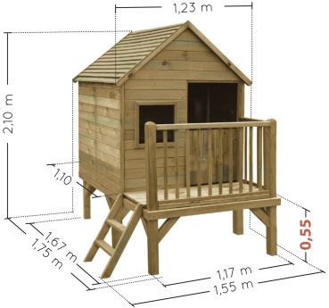 SOULET Spielhaus Winny Gartenhütte Holzhaus Kinderspielhaus Outdoor für 3Kinder 