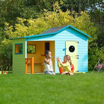 SOULET Spielhaus Hacienda mit Anbau Gartenhütte Holzhaus Outdoor Kinderspielhaus 
