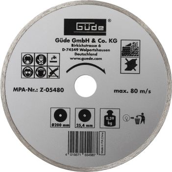 GÜDE Diamanttrennscheibe 200 x 25,4 mm Trennscheibe für Fliesenschneider RFS 200 