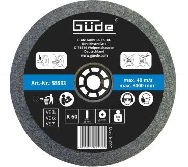 GÜDE Schleifscheibe Ersatzscheibe 200x25x32mm K60 für Doppelschleifer GDS 200-35 