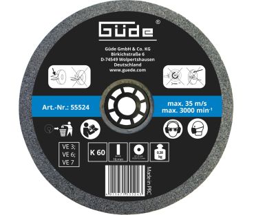 GÜDE Schleifscheibe Ersatzscheibe 125x16x20mm K60 für Doppelschleifer GDS 125-12 