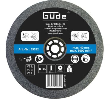 GÜDE Schleifscheibe Ersatzscheibe 200x25x32mm K36 für Doppelschleifer GDS 200-35 