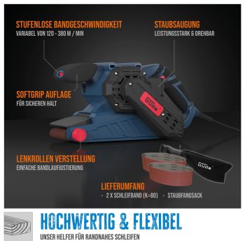 GÜDE Bandschleifer BS 76-900 E Schleifer Schleifmaschine Band 76mm 900 Watt 