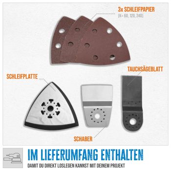 GÜDE Multiwerkzeug MW 300 E Multitool Schleifer Schaber Trenner 300 Watt  