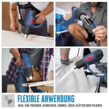 GÜDE Heissluftgebläse HLG 600-2000 3 Stufen Heissluftpistole 600 Grad 2000W 