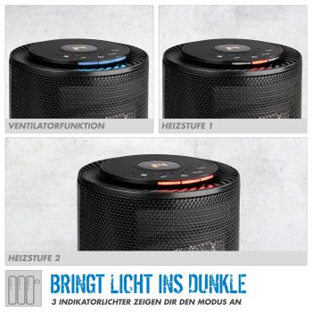 GÜDE Keramik Heizlüfter GKH 1200 DT, 2 Heizstufen, 15 m³ max. Raumheizverm Timer 