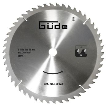 GÜDE Holzsägeblatt HM 250x20 mm - 50 Zähne - Ersatzblatt Sägeblatt 