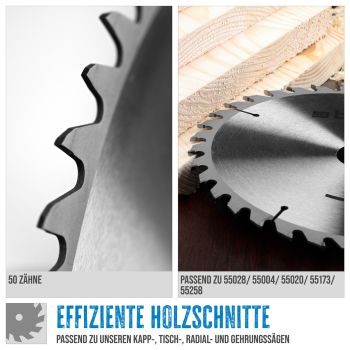 GÜDE Holzsägeblatt HM 250x20 mm - 50 Zähne - Ersatzblatt Sägeblatt 