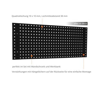 GÜDE Lochwand 1200P/1 Rückwand Werkzeughalter 38x38 Lochmatrix Black Line 