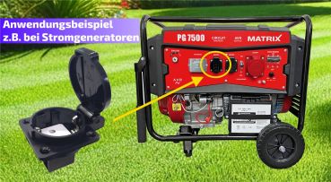 MATRIX Steckdose Typ E/F IP44 16A staubdicht, regensicher, Industriesteckdose 