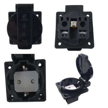 MATRIX 5er Set Steckdose Typ E/F IP44 16A staubdicht, regensicher, Industriesteckdose,  