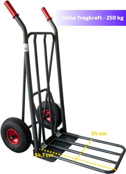 RAVENDO Profi Sackkarre klappbar Luftrad 250kg mit EasyTip 50% Gewichtsbelastung 