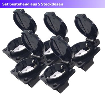 MATRIX 5er Set Steckdose Typ E/F IP44 16A staubdicht, regensicher, Industriesteckdose,  