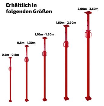 Baustütze Bausprieß Deckenstütze Fensterstütze Baustützen 1,1 - 1,8m 2Stück  