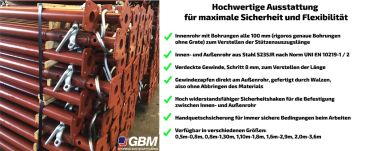 Baustütze Bausprieß Deckenstütze Fensterstütze Baustützen 1,1 - 1,8m 2Stück  
