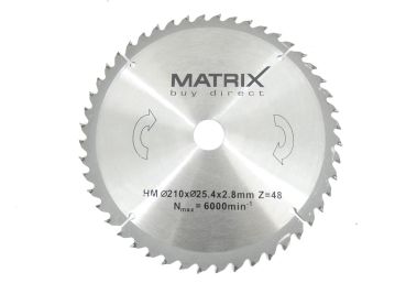 MATRIX Sägeblatt 210 x 25,4 x 2,8 48 Zähne Hartmetall Ersatzsägeblatt