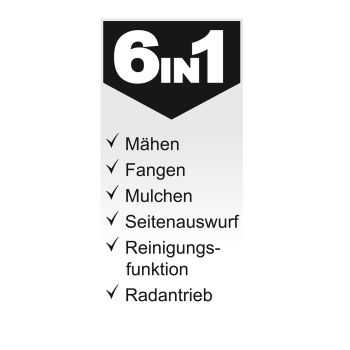 Scheppach Rasenmäher Benzin mit Antrieb 51cm Schnittbreite 6in1 4,1PS MS173-51B Stahlgehäuse|hohes Drehmoment|65L|Reinigungsfunktion