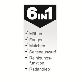 Scheppach Rasenmäher Benzin mit Antrieb Trike 51cm Breite 6in1 5,2PS MS197-51B 
