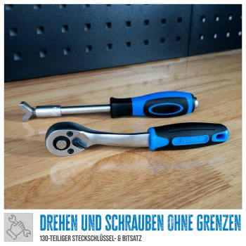 GÜDE Steckschlüssel und Bitsatz GSB 130 Werkzeugset 130 teilig in Kunststoffbox 