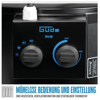 GÜDE GH 9 E Elektroheizer Heizgerät Bauheizer Bautrockner Heizlüfter 400V 9kW  