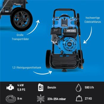 GÜDE Benzin Hochdruckreiniger Fuel 250 – 234 bar, 590 l/h, 4-Takt Motor 