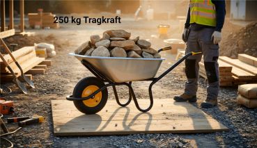 HAEMMERLIN Schubkarre BAU PLUS 120L verzinkt mit Luftrad 250kg Tragkraft 