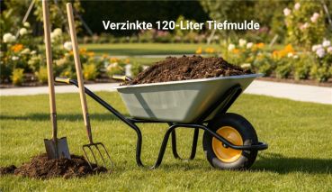 HAEMMERLIN Schubkarre BAU PLUS 120L verzinkt mit Luftrad 250kg Tragkraft 