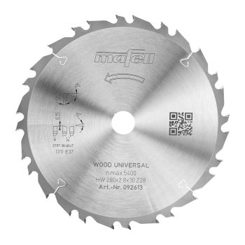 MAFELL Hartmetall Sägeblatt KSB-WU 280 GT 280 x 2,8 x 30 mm - 28-4 Z Ersatzblatt 