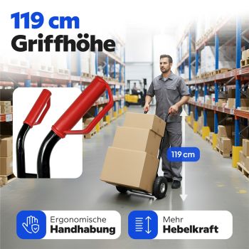 HBH Profi Schwerlast Sackkarre robuste Transportkarre 320kg pannensicher PU-Rad  