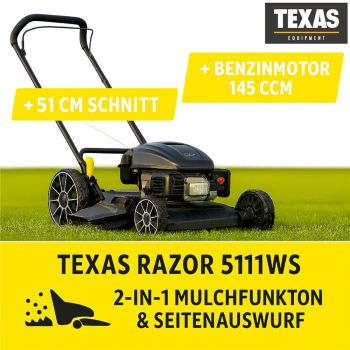 TEXAS Profi Mulchrasenmäher RAZOR5111WS Rasenmäher Benzin 51cm Mulchmäher 145ccm 
