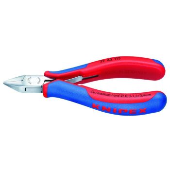 KNIPEX Elektronik Seitenschneider 115mm mit Öffnungsfeder blau rot  