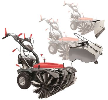 Scheppach Kehrmaschine Benzin 100cm Laubsammler Schneeschieber 3in1 SET SC2200PE Radantrieb|Stollenreifen|E-Start|4 Gänge|4,9PS