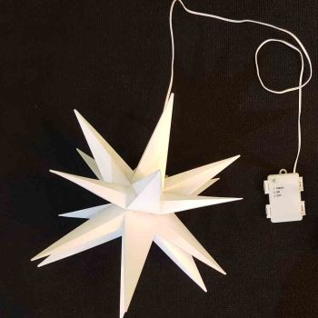 HG 34078 LED Stern KS weiß, Ø 58cm 1 LED ww, T6/18 Std, IP44 