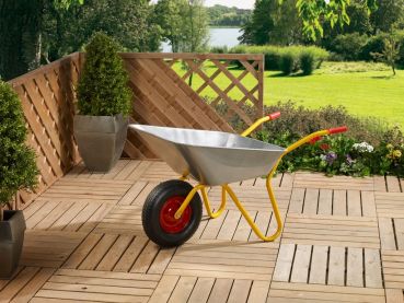 RAVENDO Marken Schubkarre Gartenschubkarre Vollgummireifen 100Liter 150Kg gelb  