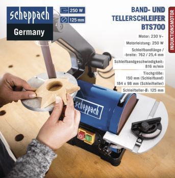 SCHEPPACH BTS700 Bandschleifer Tellerschleifer Schleifmaschine Kombi-Schleifer 250W 